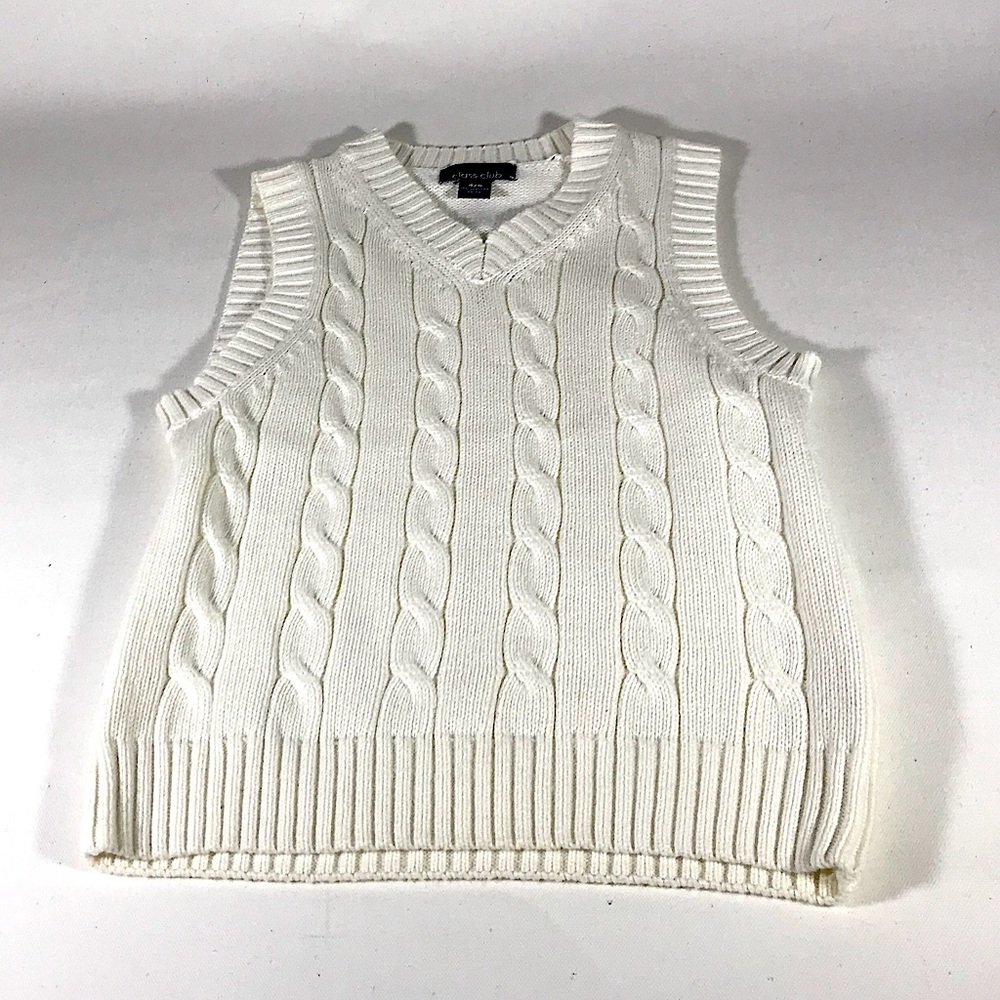 (Class-Club) White sweater, no arms ,100% cotton, 4-5